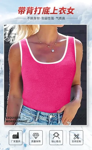 Ribbed Contrast-Trim Tank Top in Charcoal Gray - 7