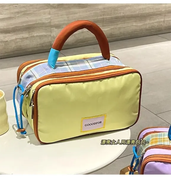 Goodfor Plaid Trim Mini Boston Bag Lavender Purple - 6
