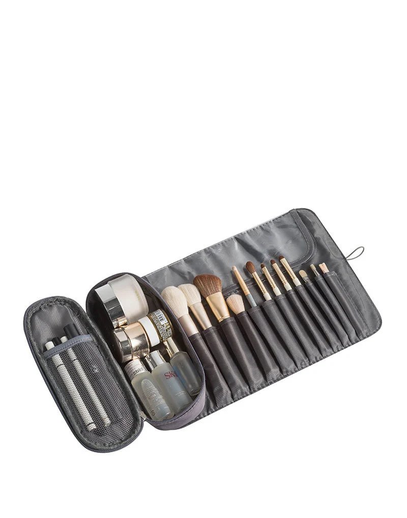 Pink Roll-Up Makeup Brush Organizer Pouch - 34