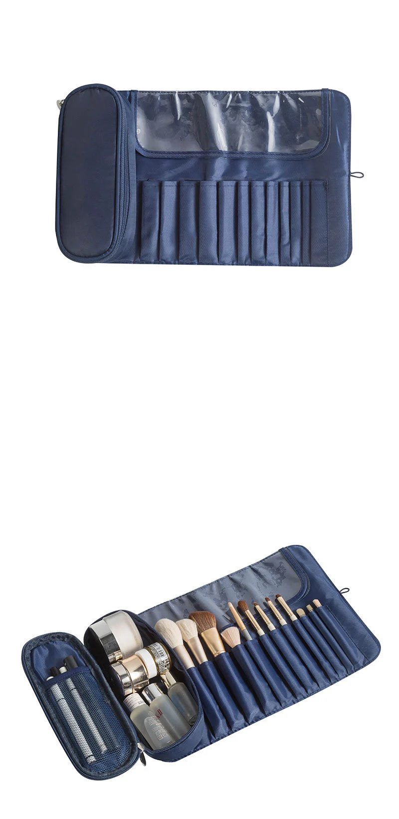 Pink Roll-Up Makeup Brush Organizer Pouch - 42