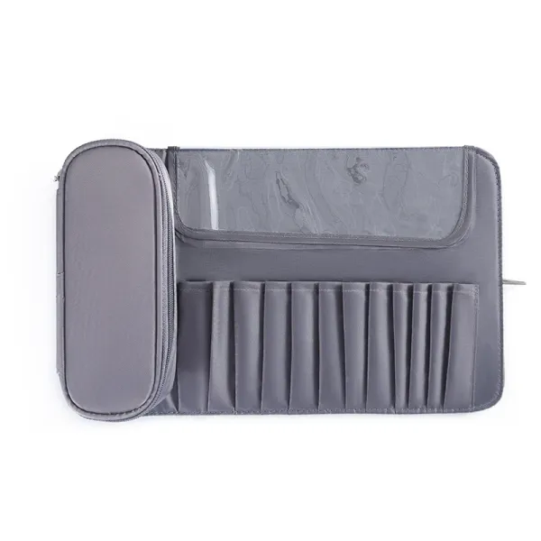 Gray Roll-Up Makeup Brush Organizer Pouch - 1