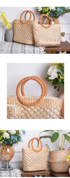 Straw Woven Hat Bag - Natural Beige Tote Bag - 13