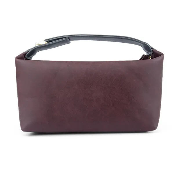 Minimalist Structured Top-Handle Bag Burgundy Handbag - 1