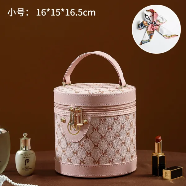 M-Logo Monogram Pink Round Cosmetic Case - 1