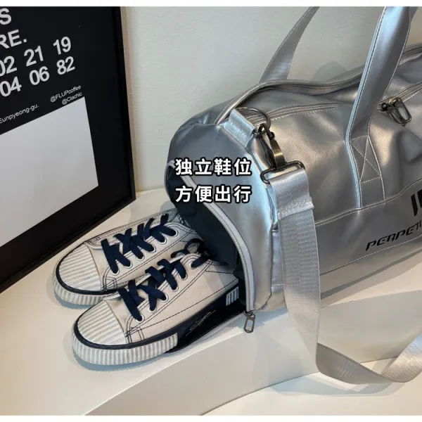 Perpetual Motion Duffle Bag White with Blue Accents - 7