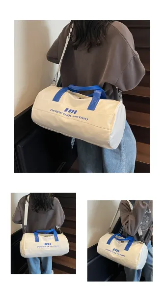 Perpetual Motion Duffle Bag White with Blue Accents - 16