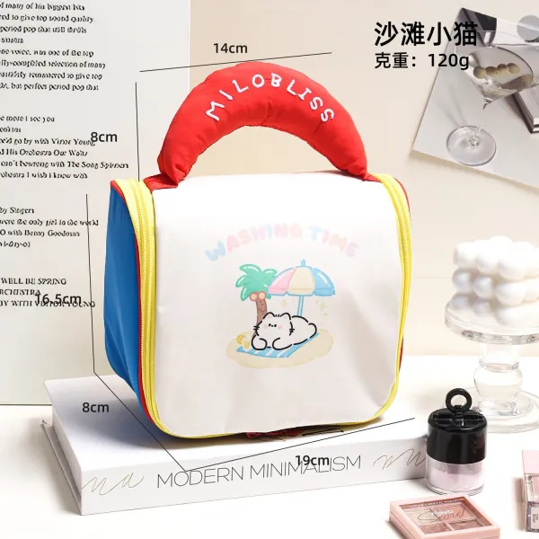 MILOBLISS Beach Cat Wash Bag White Blue Red Multicolor - 1