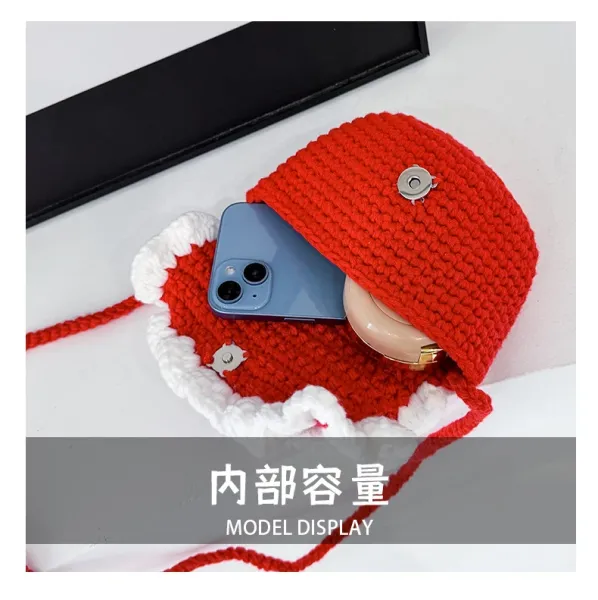 Lion Dance Motif Crossbody Bag Red and White - 10