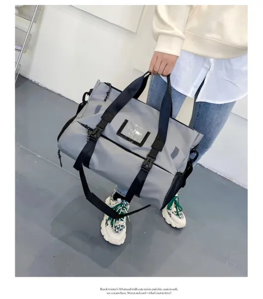 Design Sporty Duffle Bag Pink with Black Straps - 24