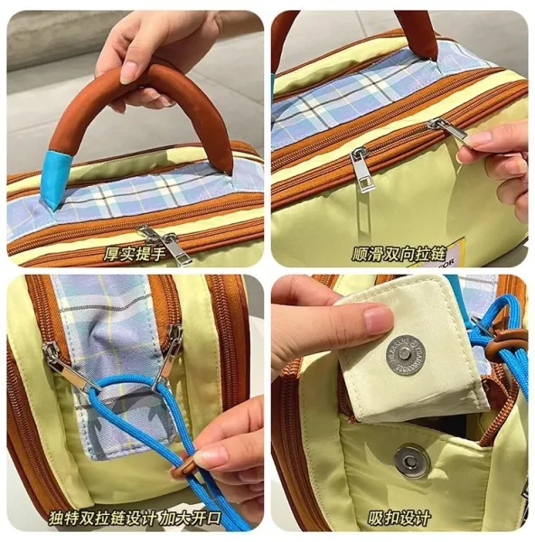Goodfor Plaid Trim Mini Boston Bag Lavender Purple - 10