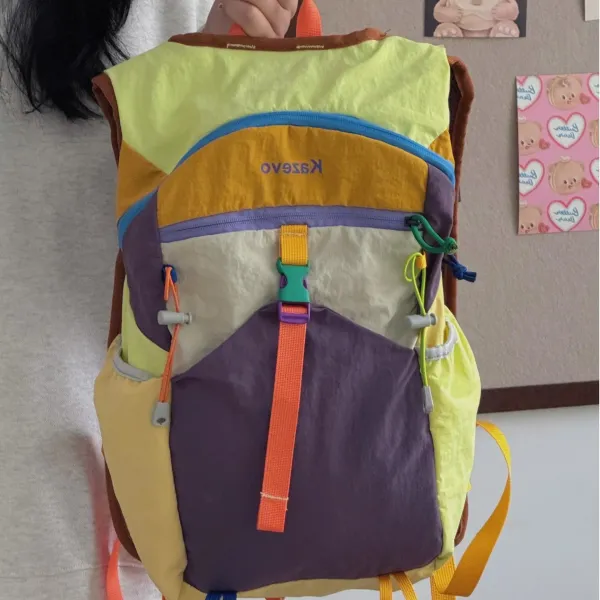 Kazeno Color-Block Patchwork Casual Backpack - 1