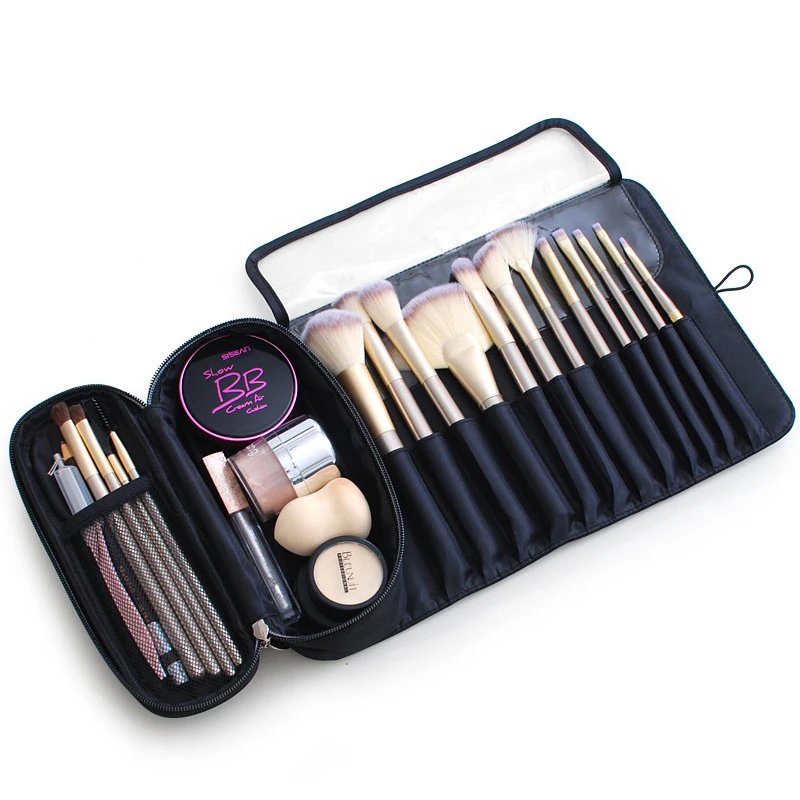 Pink Roll-Up Makeup Brush Organizer Pouch - 4