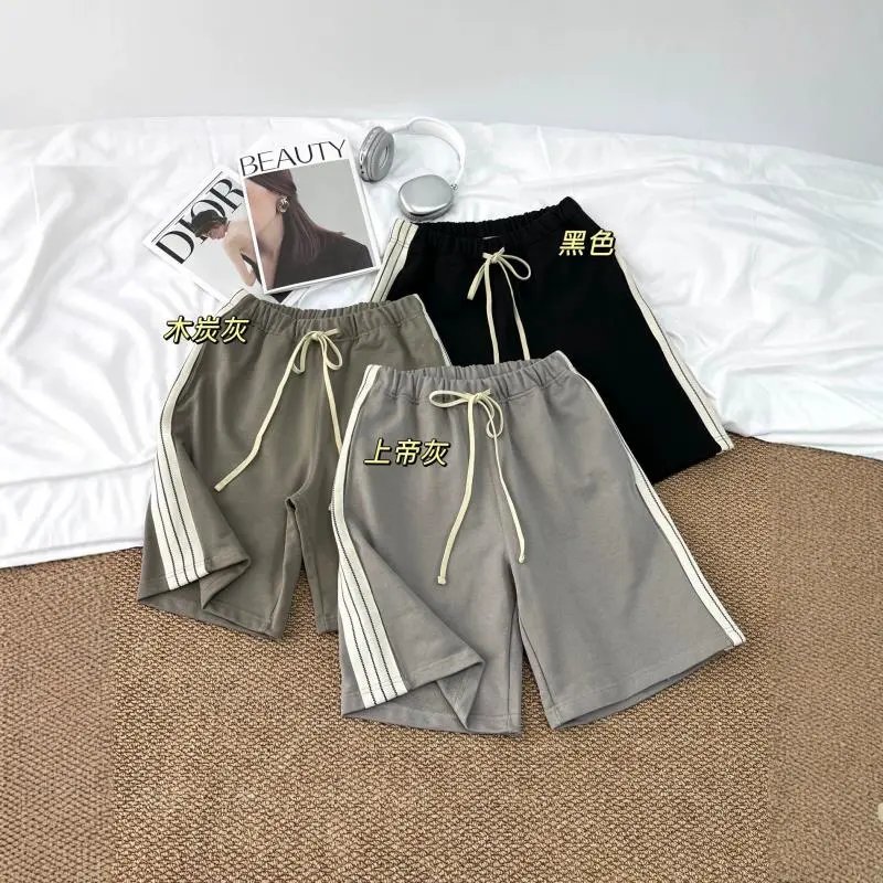 Unbranded Track-Style Side-Stripe Shorts in Black, Gray, and Olive