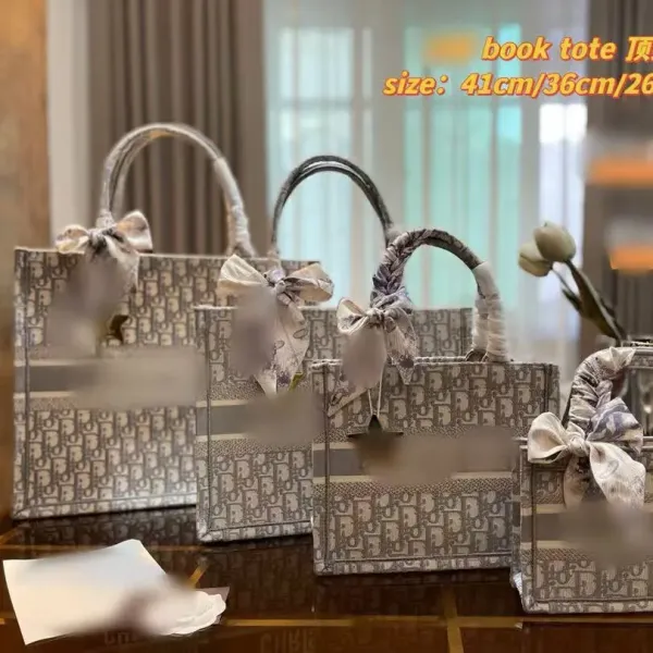 Dior Book Tote Gray Oblique Print Handbag - 1