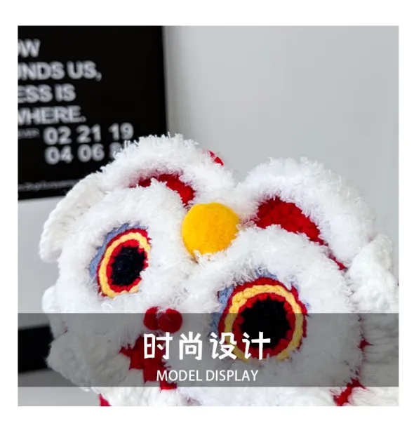 Lion Dance Motif Crossbody Bag Red and White - 8