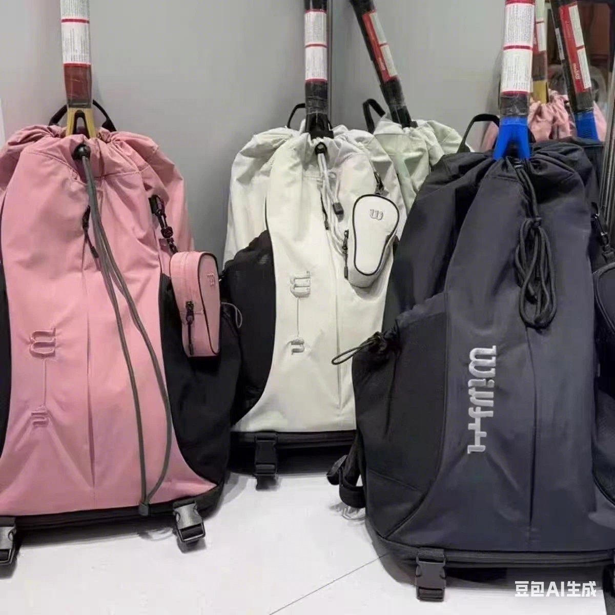 Yonex Tennis Backpack White with Purple Grip and Plush Charm - 6