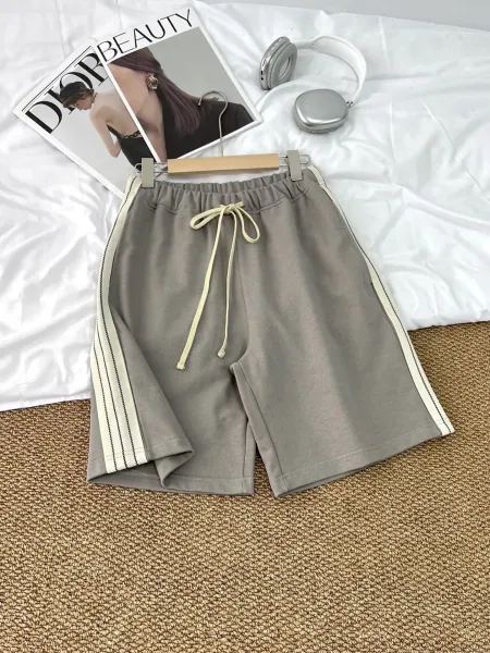 Unbranded Track-Style Side-Stripe Shorts in Black, Gray, and Olive - 3