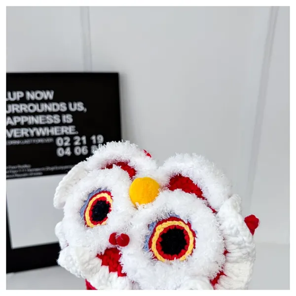 Lion Dance Motif Crossbody Bag Red and White - 20