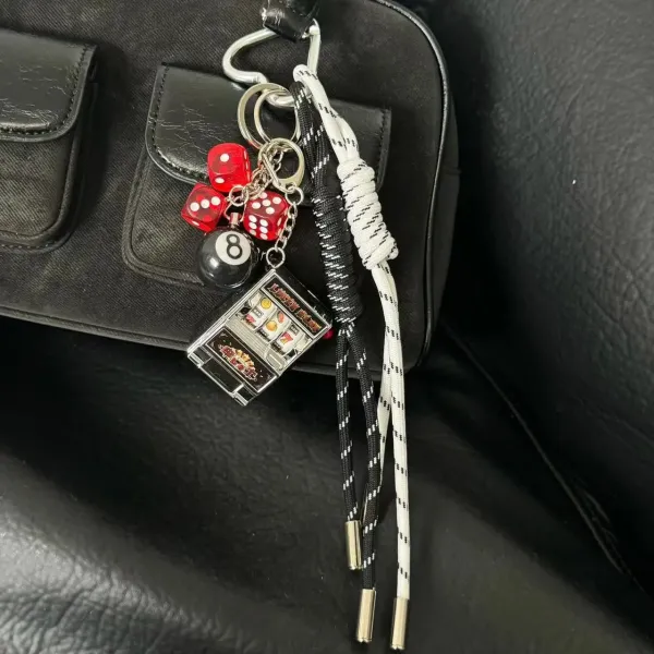 Slot Machine Dice Keychain with Paracord Lanyard Accessory - 1