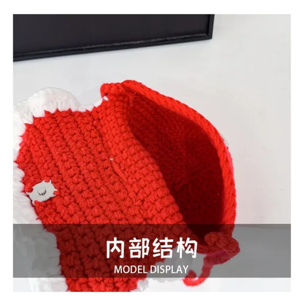 Lion Dance Motif Crossbody Bag Red and White - 9