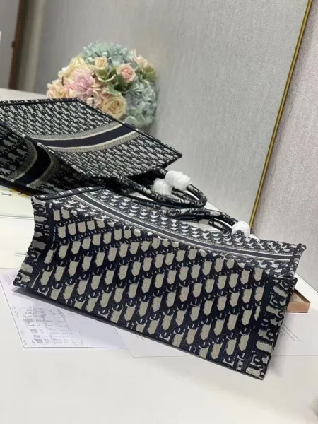 Dior Book Tote Gray Oblique Print Handbag - 9