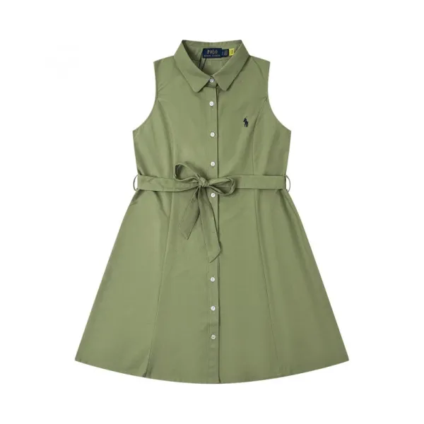 Polo Ralph Lauren Sleeveless Shirt Dress Olive Green - 1