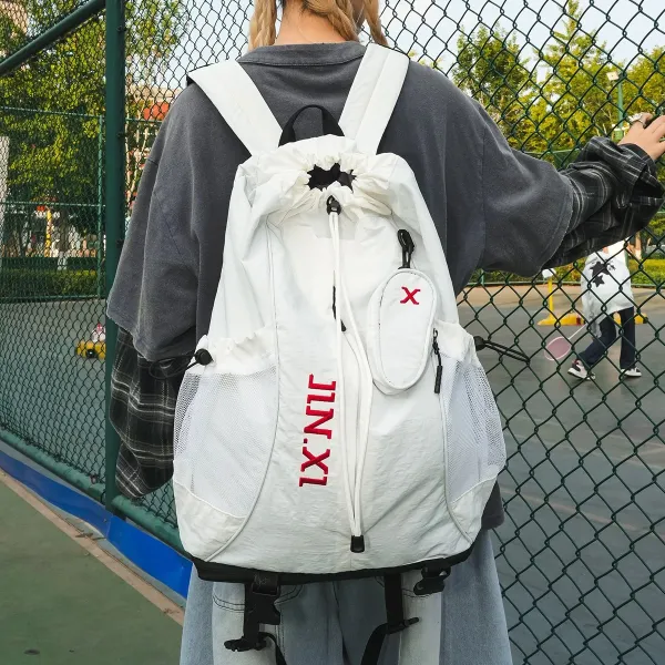 JIN.XI Drawstring Mesh Backpack White - 1