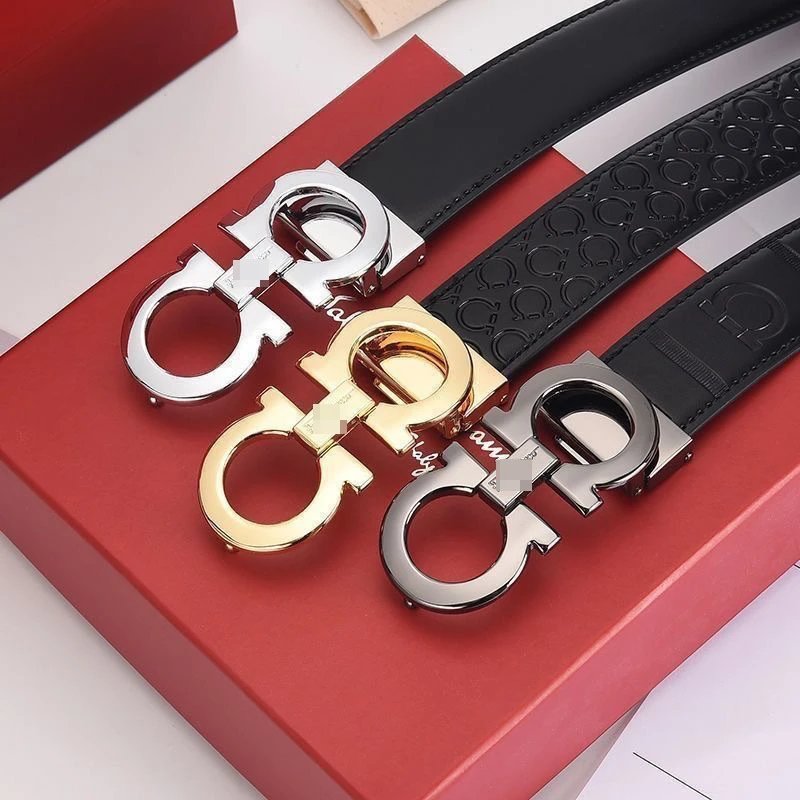 Men's Cowhide Belt with 8-Character Buckle