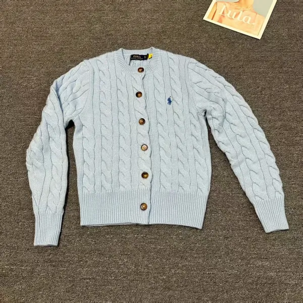 Polo Ralph Lauren Cable Knit Cardigan Light Blue Sweater - 1