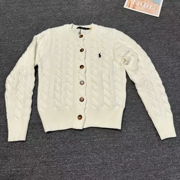 Ralph Lauren Cable Knit Cardigan Ivory Sweater - 1