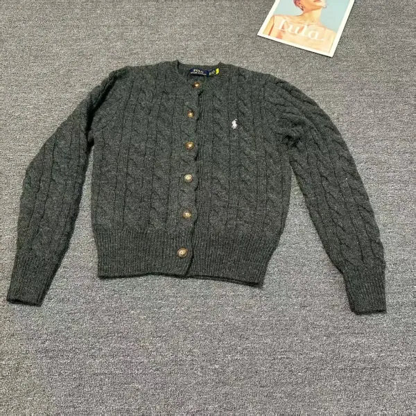 Polo Ralph Lauren Cable Knit Cardigan Charcoal Gray Cardigan - 1
