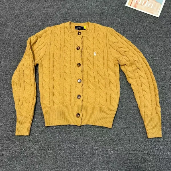 Polo Ralph Lauren Cable Knit Cardigan Mustard Yellow Cardigan - 1