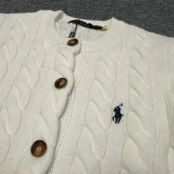Polo Ralph Lauren Cable Knit Cardigan Gray Sweater - 10