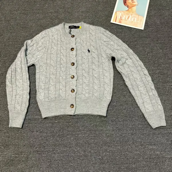 Polo Ralph Lauren Cable Knit Cardigan Gray Sweater - 1