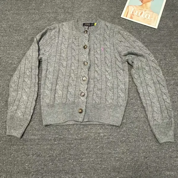 Polo Ralph Lauren Cable Knit Cardigan Gray Sweater - 1