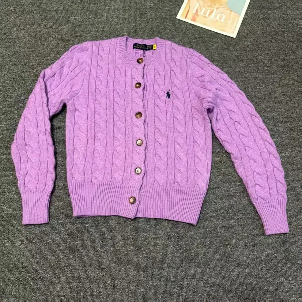 Polo Ralph Lauren Cable Knit Cardigan Lavender Sweater - 1