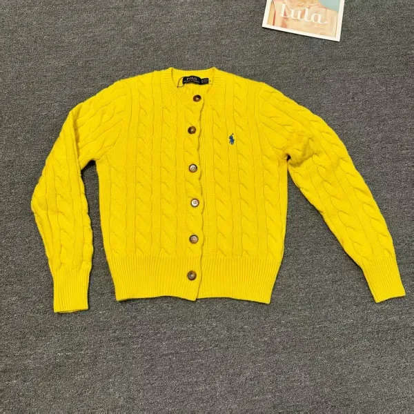 Polo Ralph Lauren Cable Knit Cardigan Yellow Sweater - 1