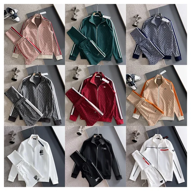 Lacoste Tracksuits Diamond-pattern zip track jacket and jogger set product detail image 2