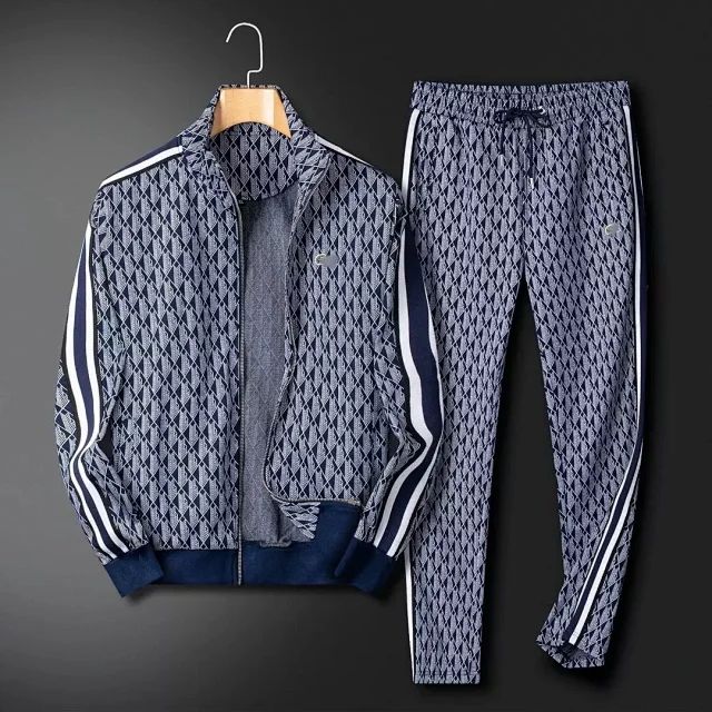 Lacoste Tracksuits Diamond-pattern zip track jacket and jogger set product detail image 6