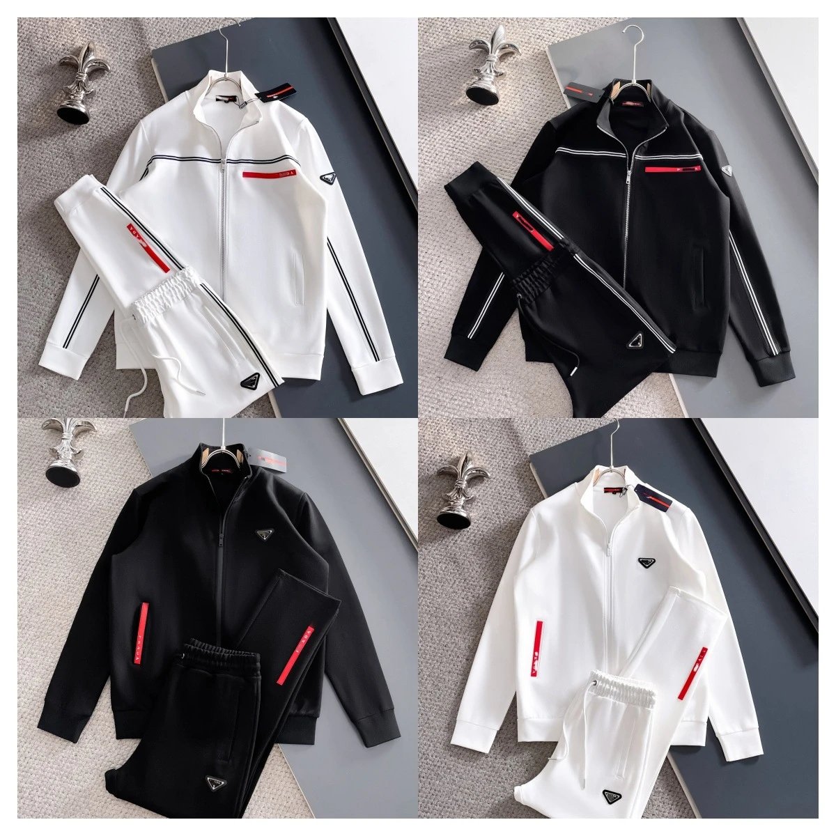 Lacoste Tracksuits Diamond-pattern zip track jacket and jogger set image 3