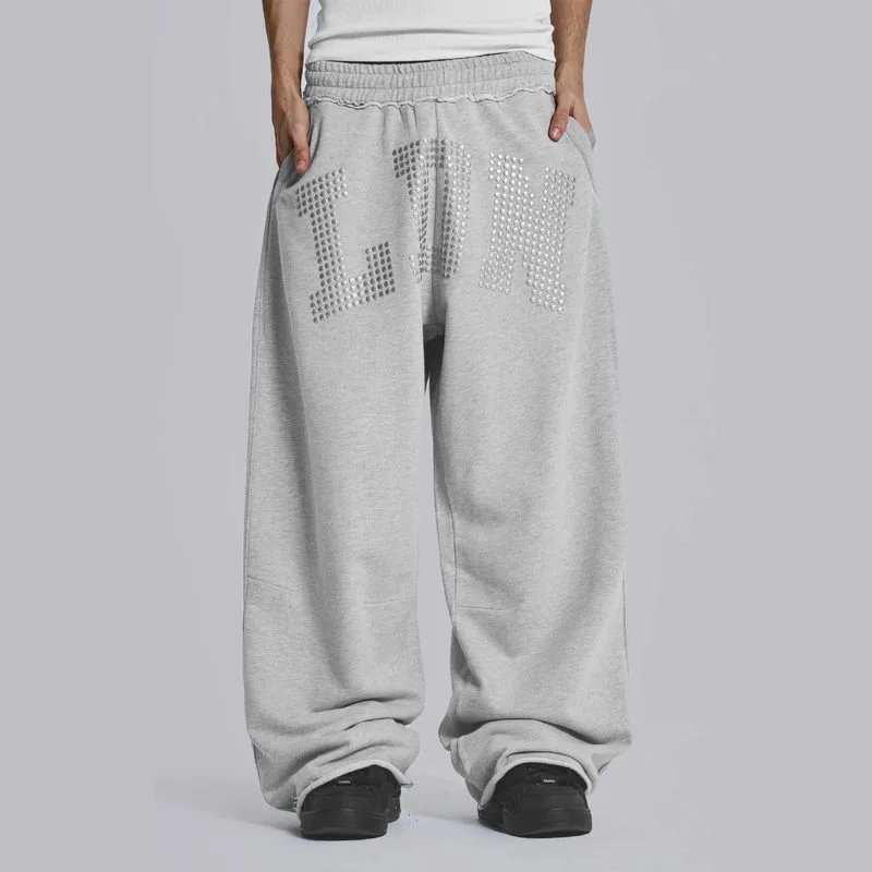 跨境TK爆款jaded london街头灰色铆钉休闲裤情侣sweatpants卫裤潮