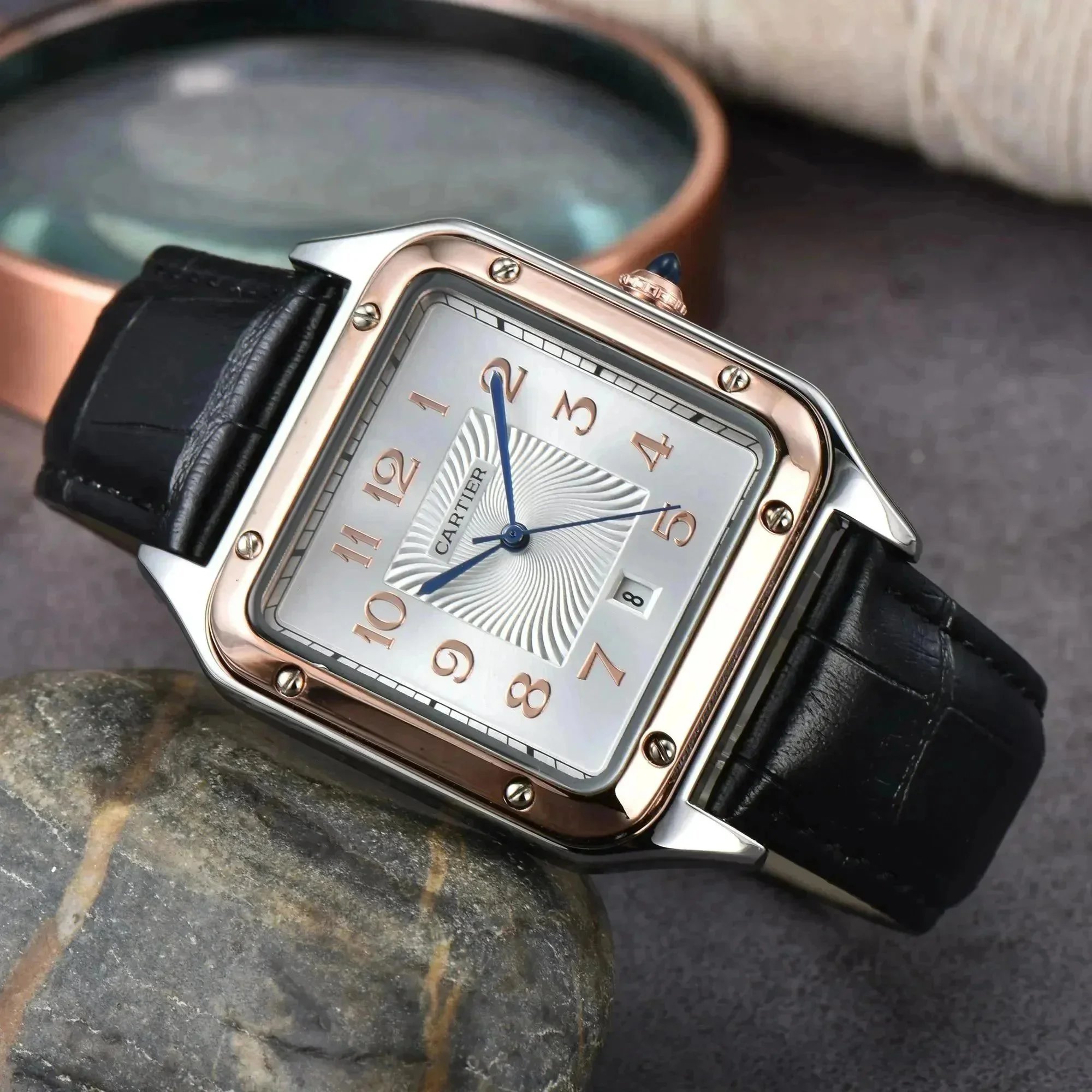 Cartier Santos-Dumont Silver Dial Rose Gold and Steel Quartz Watch - 1