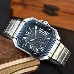 Cartier Santos de Cartier Blue Dial Steel Watch - 1