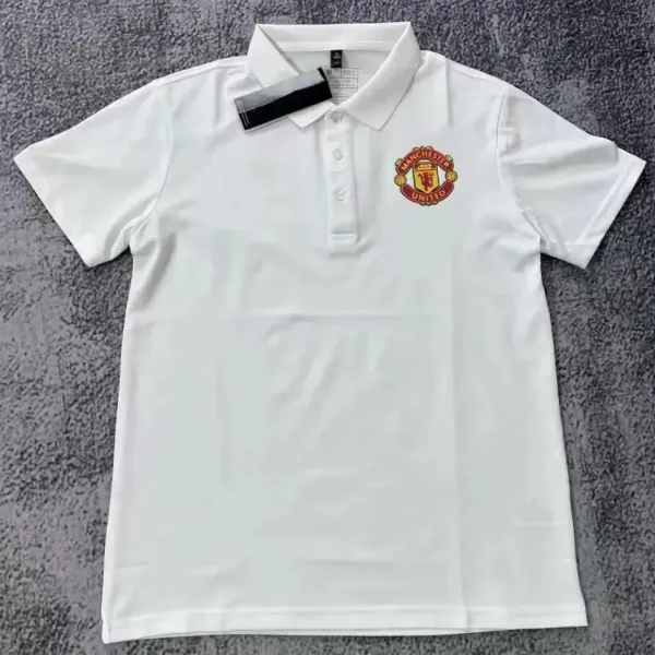 Manchester United Crest Polo White Polo Polo Shirt - 1