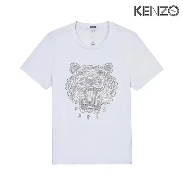 Kenzo Tiger Embroidered White T-Shirt - 1
