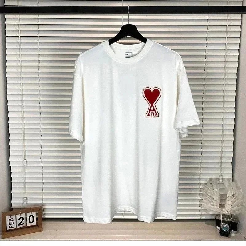 Ami Paris Heart Logo T-Shirt White - 8