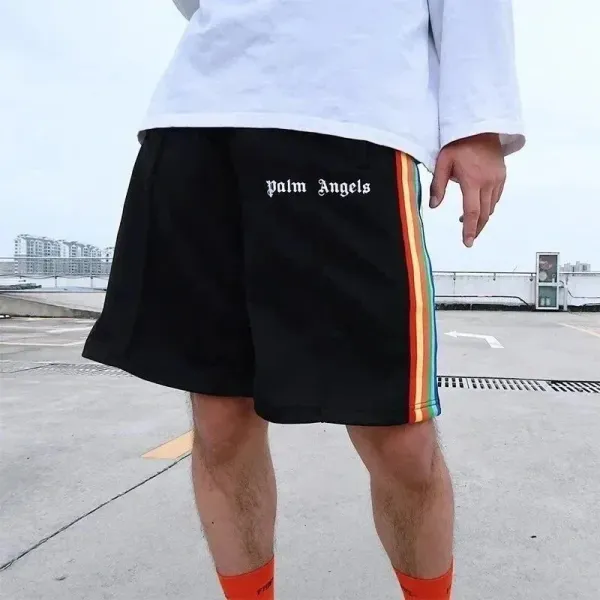 Palm Angels Rainbow Stripe Shorts Black - 1