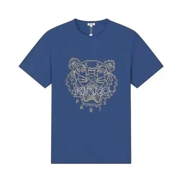 Kenzo Tiger Embroidered Blue T-Shirt - 1