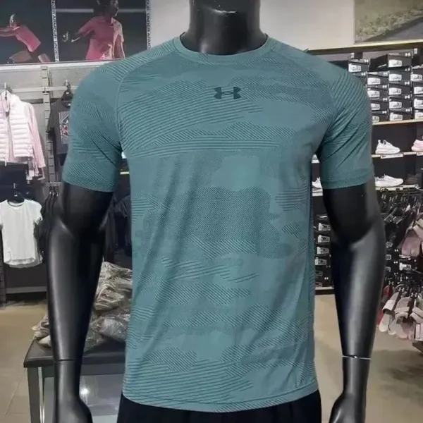 Under Armour HeatGear Patterned Teal Performance T-Shirt - 1