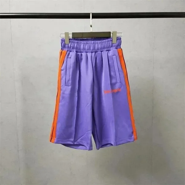 Palm Angels Track Shorts Purple with Orange Stripes Shorts - 1